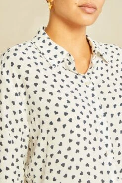 Bixby Washable Silk Blouse - Heart Ivory Navy Print -Deals Zesty Vex Store 0263 Bixby Heart Ivory Navy 1409 web f8190b6a ff79 4808 a0bb ca666b06b9e3