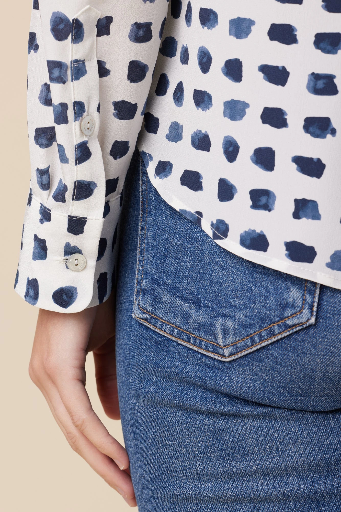 Bixby Washable Silk Blouse - Squared Up White 5 Bixby Washable Silk Blouse - Squared Up White - Image 4