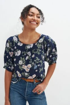 Edith Washable Silk Blouse - Petaluma Floral