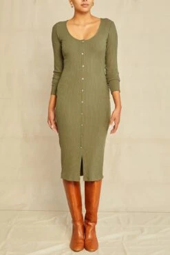 Soraya Paris Rib Dress - Calla Green