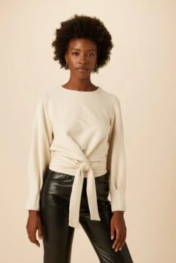 Joni Nouveau Fleece Top - Oatmeal