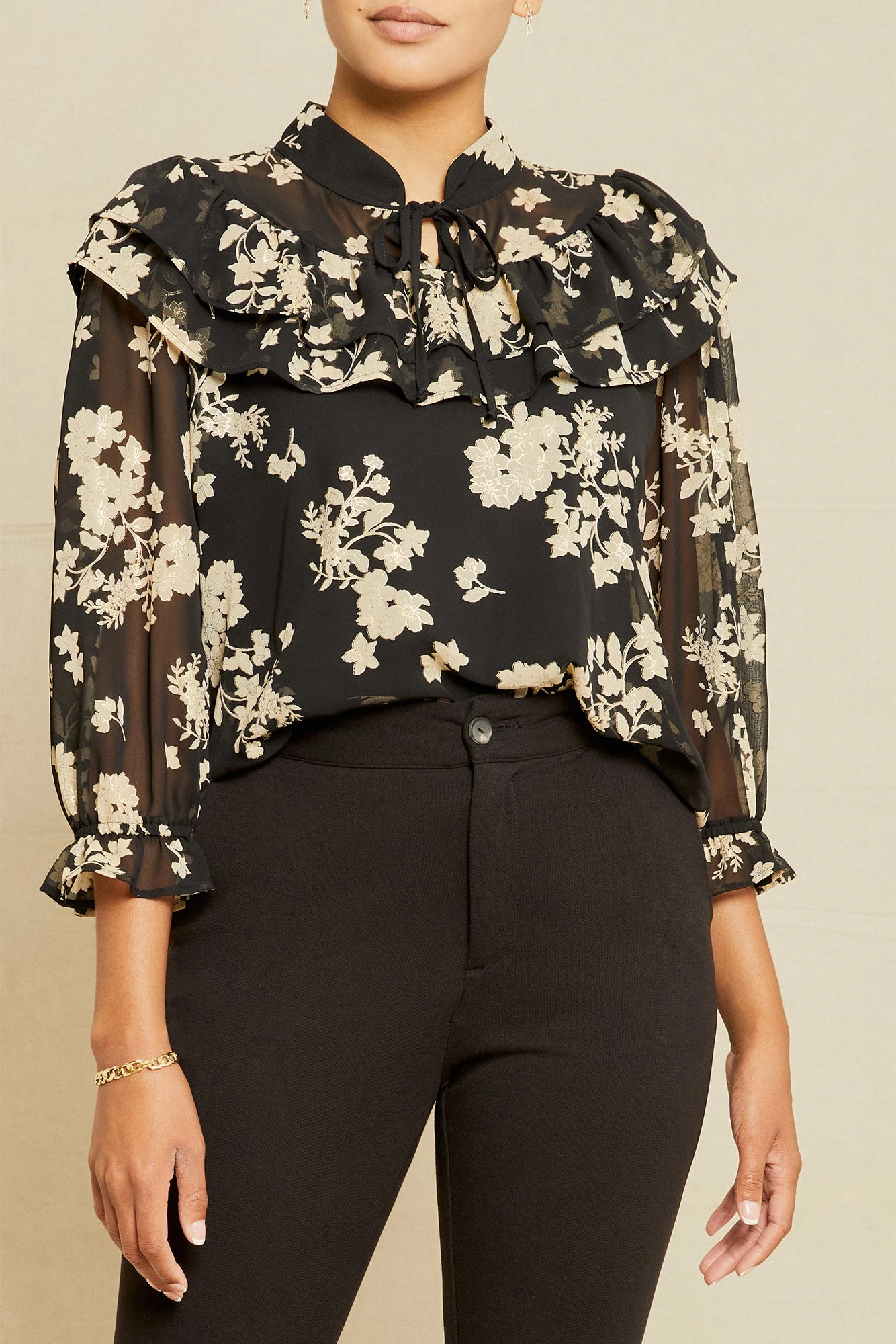 Myra Upcycled Blouse - Champagne Chiffon 3 Myra Upcycled Blouse - Champagne Chiffon