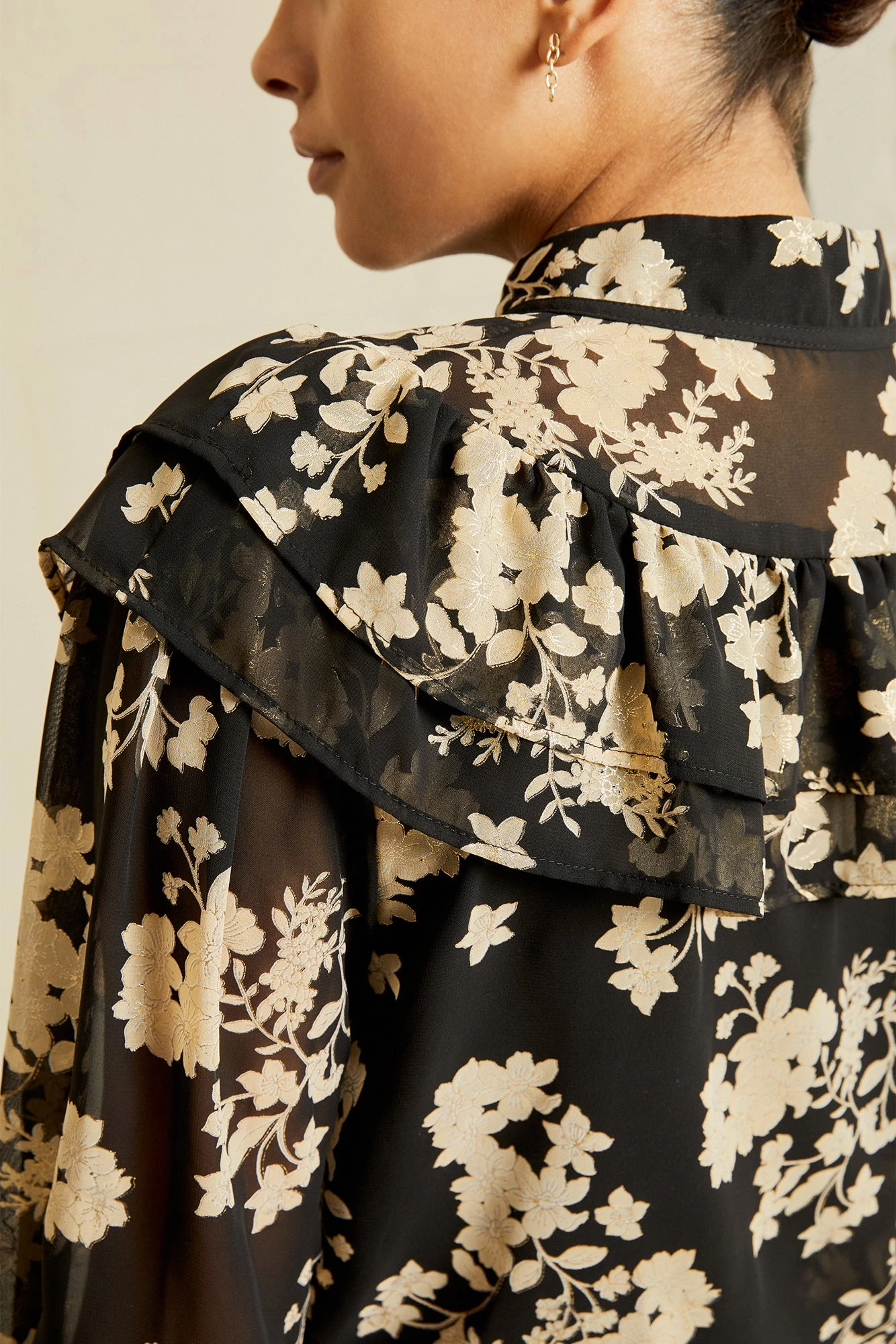 Myra Upcycled Blouse - Champagne Chiffon 7 Myra Upcycled Blouse - Champagne Chiffon - Image 5