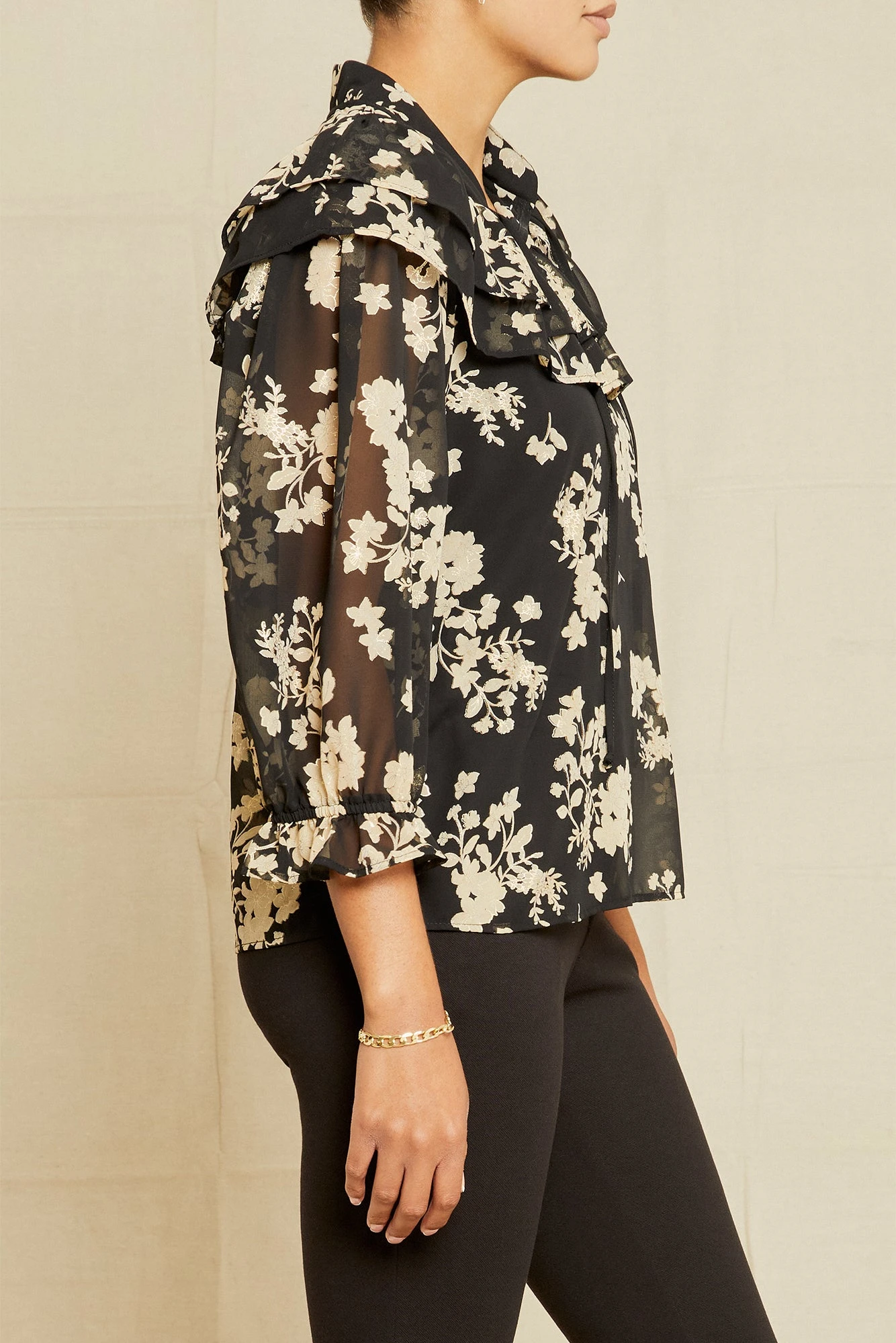 Myra Upcycled Blouse - Champagne Chiffon 5 Myra Upcycled Blouse - Champagne Chiffon - Image 3