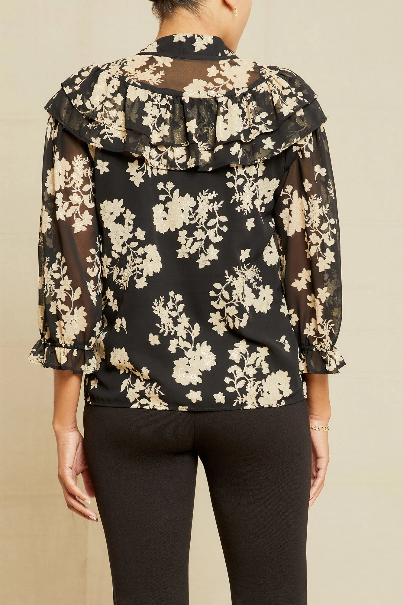 Myra Upcycled Blouse - Champagne Chiffon 6 Myra Upcycled Blouse - Champagne Chiffon - Image 4