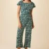 Lucia Washable Silk Jumpsuit - Green Palm -Deals Zesty Vex Store 0794R1 Lucia Green Palm 1