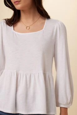 Blake Cotton Slub Blouse - White -Deals Zesty Vex Store 0808R1 Blake White 4