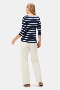 Francoise 3/4 Sleeve Dream Knit Tee - Ivory Navy Rugby Stripe 8 Francoise 3/4 Sleeve Dream Knit Tee - Ivory Navy Rugby Stripe -Deals Zesty Vex Store 1005R1 34 Francoise IvoryNavy Rugby Stripe 3