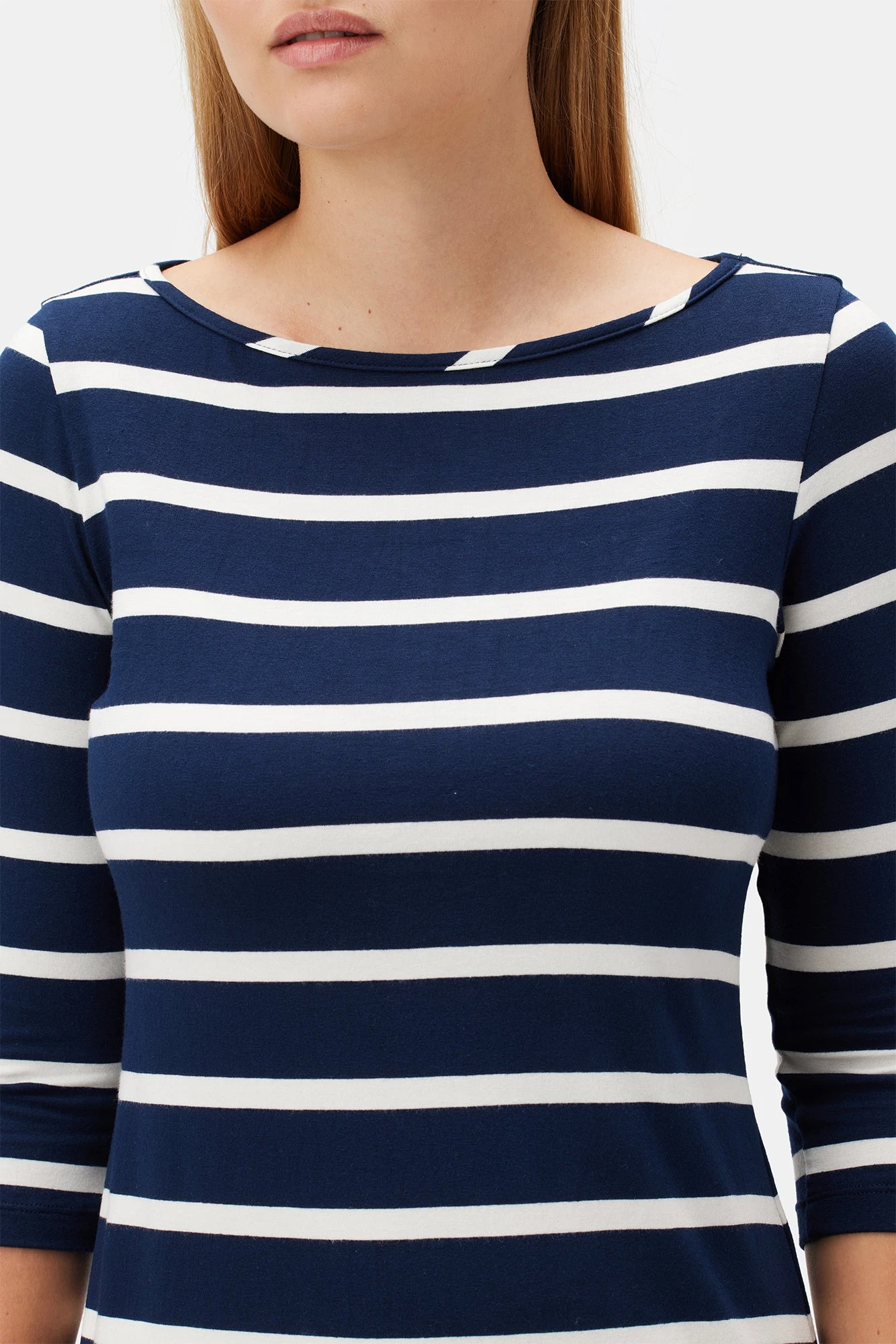Francoise 3/4 Sleeve Dream Knit Tee - Ivory Navy Rugby Stripe 6 Francoise 3/4 Sleeve Dream Knit Tee - Ivory Navy Rugby Stripe - Image 4