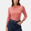 Francoise 3/4 Sleeve Dream Knit Tee - Tangerine Stripe -Deals Zesty Vex Store 1005R1 34 Francoise Tangerine Stripe 1