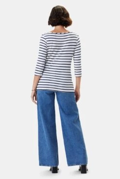 Francoise 3/4 Sleeve Dream Knit Tee - Marine Stripe -Deals Zesty Vex Store 1005 3 4 Slv Francoise Marine Stripe 3