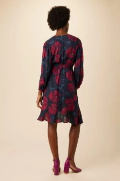 Elma Ecovero Wrap Dress - Paysage Berry -Deals Zesty Vex Store 10088 Elma Viscose Paysage Berry 3