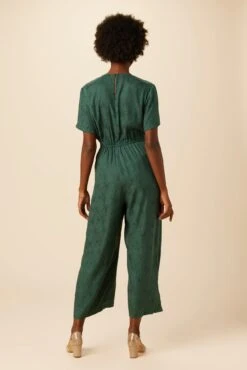 Fantasia Cupro Viscose Jacquard Jumpsuit - Darkest Spruce -Deals Zesty Vex Store 10097 Fantasia Jacquard Darkest Spruce 3
