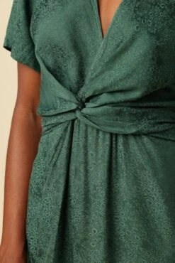 Fantasia Cupro Viscose Jacquard Jumpsuit - Darkest Spruce -Deals Zesty Vex Store 10097 Fantasia Jacquard Darkest Spruce 4