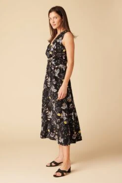 Olive Washable Silk Midi Dress - French Jardin Black 10 Olive Washable Silk Midi Dress - French Jardin Black -Deals Zesty Vex Store 10129R1 Olive Silk French Jardin 2