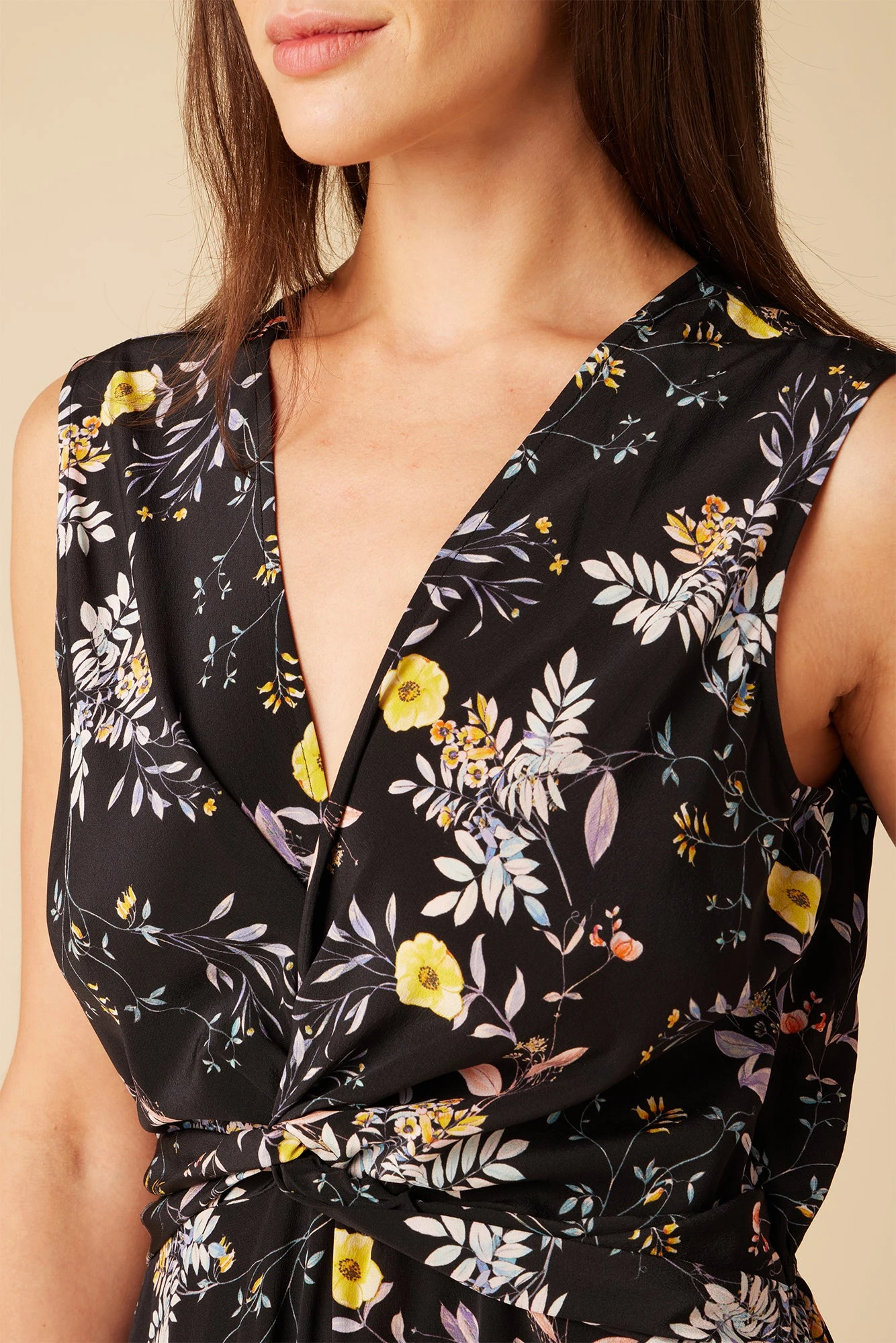 Olive Washable Silk Midi Dress - French Jardin Black 7 Olive Washable Silk Midi Dress - French Jardin Black - Image 5