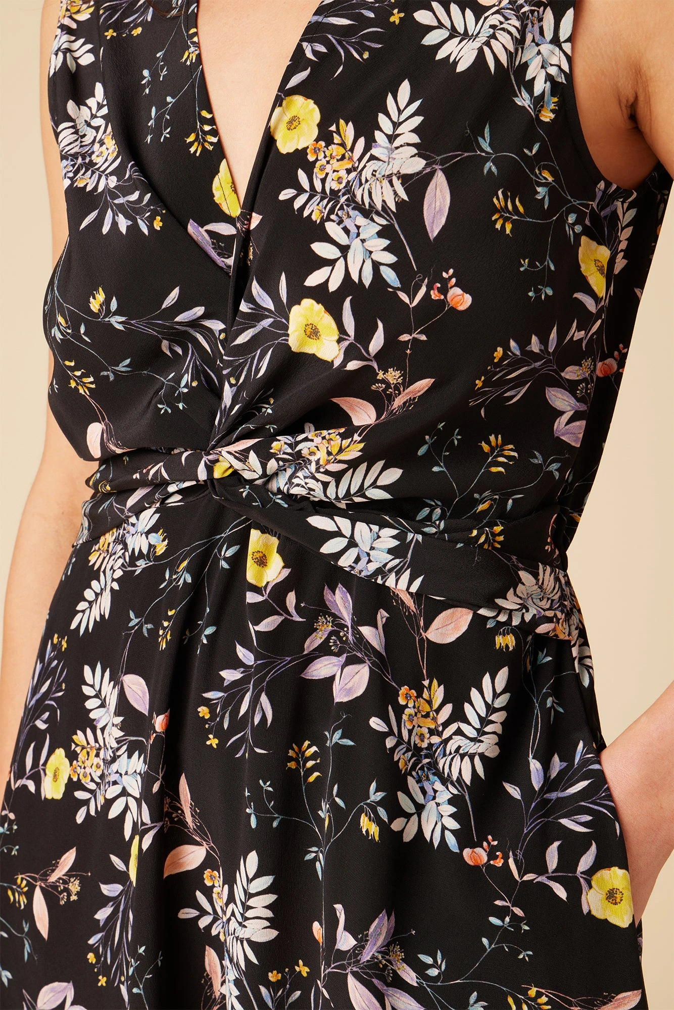 Olive Washable Silk Midi Dress - French Jardin Black 8 Olive Washable Silk Midi Dress - French Jardin Black - Image 6