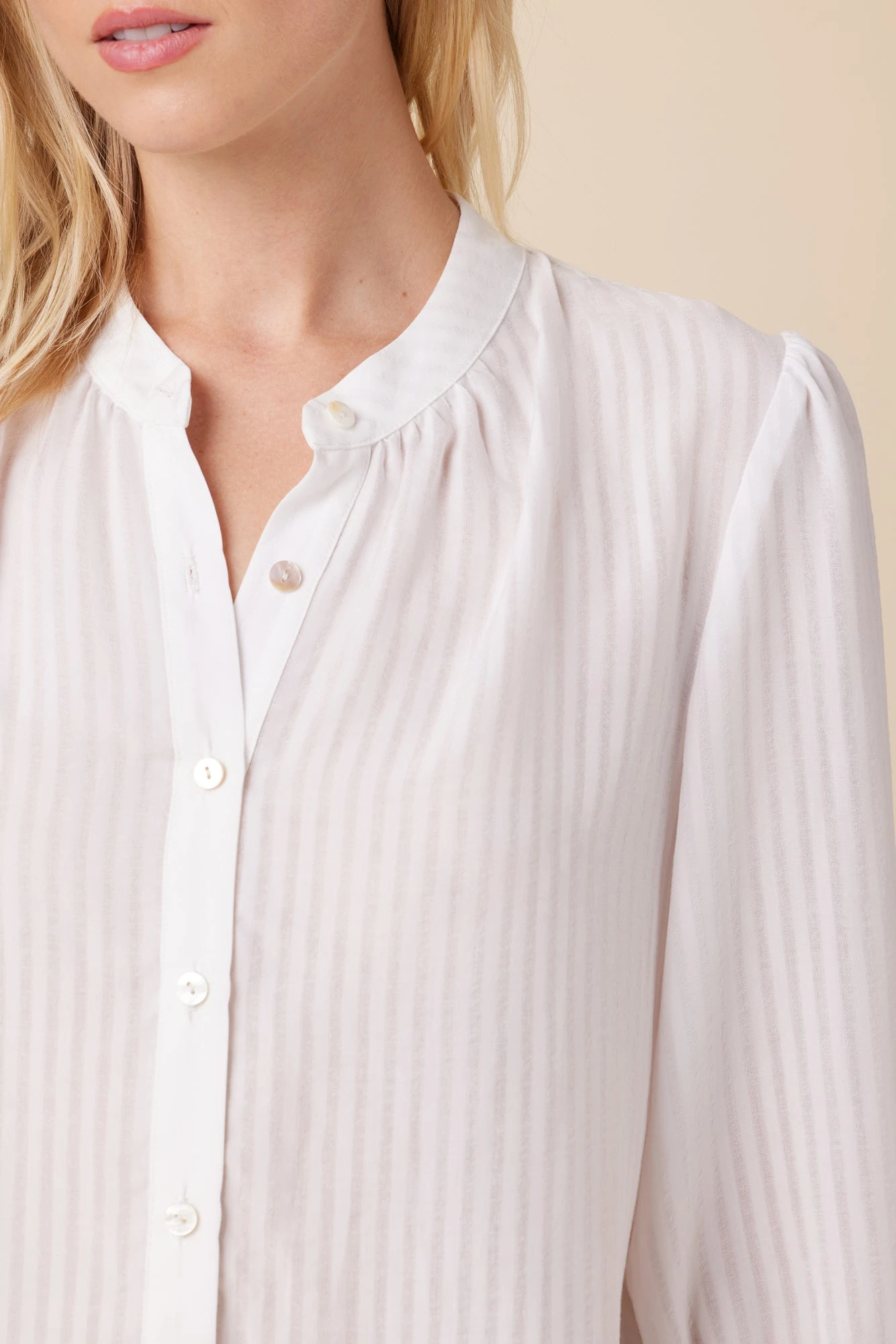 Charlotte 3/4 Sleeve Tencel Blouse - White 6 Charlotte 3/4 Sleeve Tencel Blouse - White - Image 4