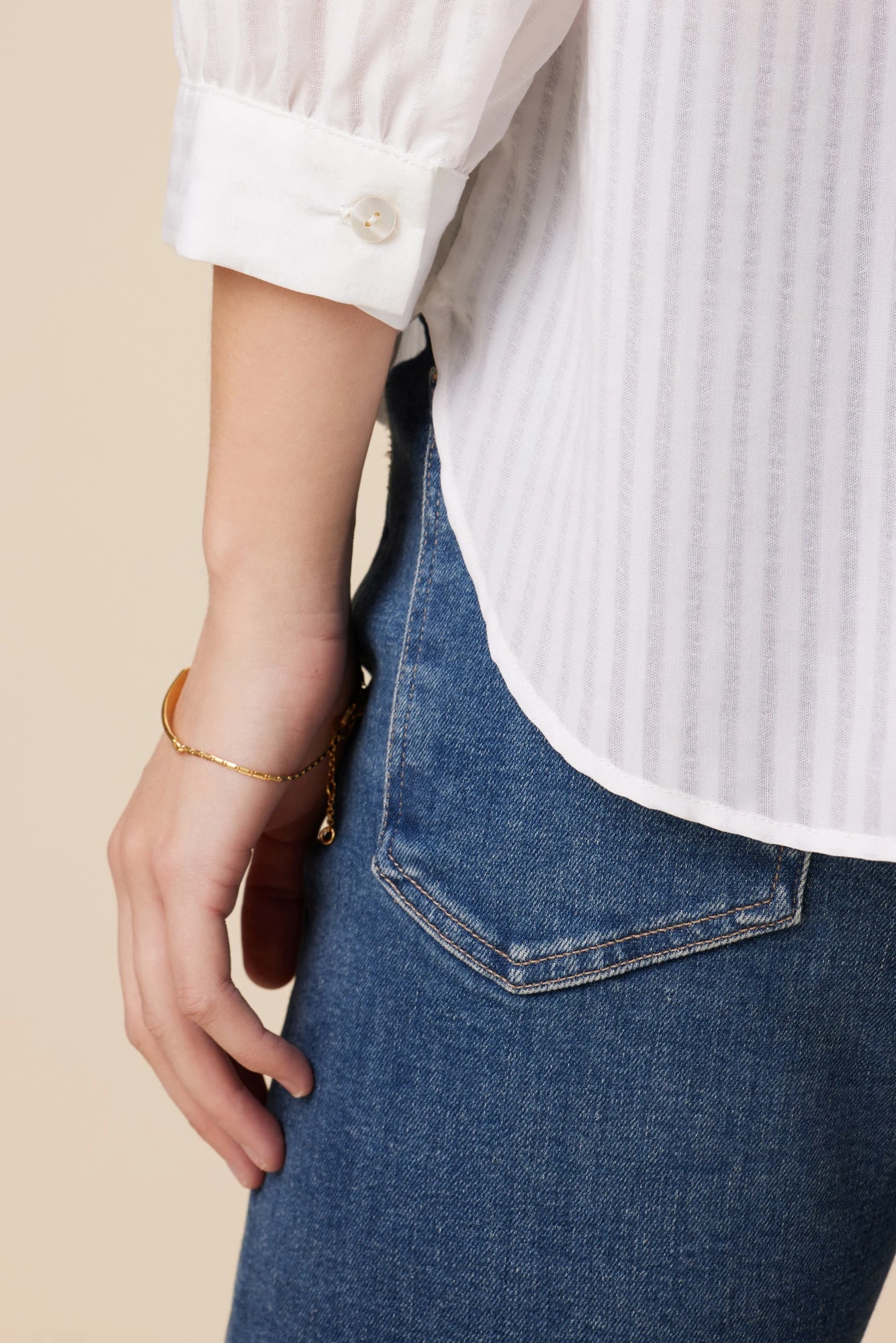 Charlotte 3/4 Sleeve Tencel Blouse - White 7 Charlotte 3/4 Sleeve Tencel Blouse - White - Image 5