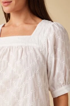 Edith Upcycled Eyelet Blouse - White -Deals Zesty Vex Store 10146 Edith Eyelete White 4