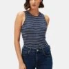 Jillian Dream Knit Tank - Navy Natural Stripe