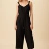 Taya Linen Jumpsuit - Black