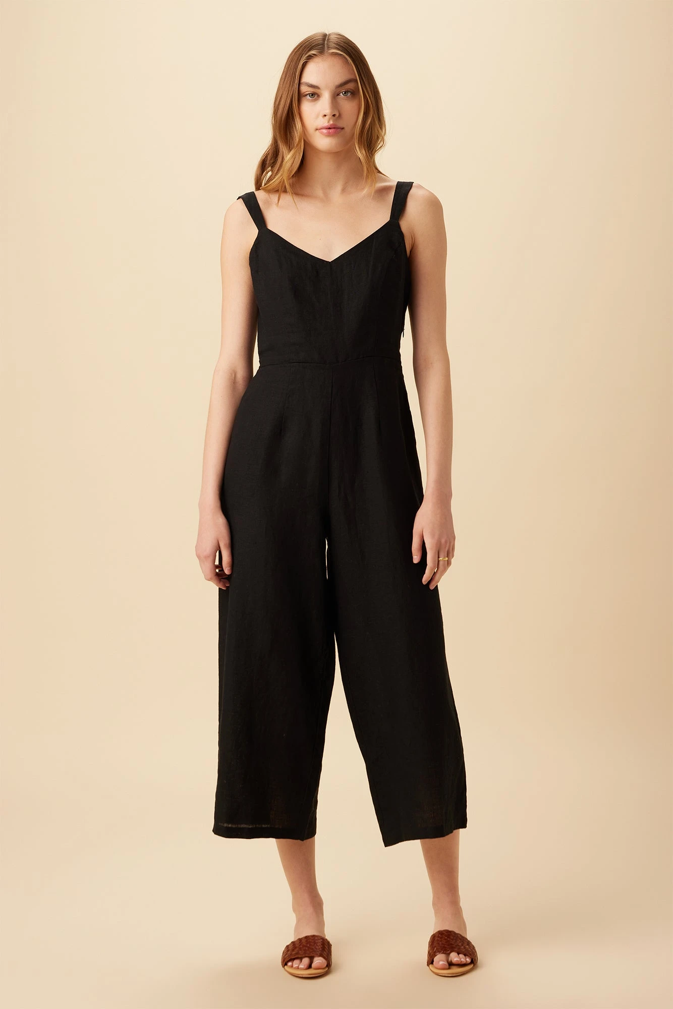 Taya Linen Jumpsuit - Black 3 Taya Linen Jumpsuit - Black