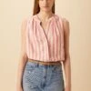 Dawn Linen Blouse - Rust Natural Stripe -Deals Zesty Vex Store 10222 Dawn Rust Natural Stripe 1