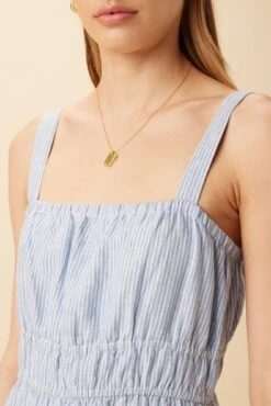 Elio Linen Midi Dress - Blue Natural Stripe 10 Elio Linen Midi Dress - Blue Natural Stripe -Deals Zesty Vex Store 10223 Elio Linen Blue Natural Stripe 4