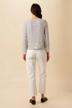 Cecelia Long Sleeve Reverie Slub Tee - Gigi White Stripe -Deals Zesty Vex Store 10271 LS Cecelia Gigi White Stripe 3