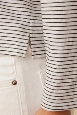 Cecelia Long Sleeve Reverie Slub Tee - Gigi White Stripe -Deals Zesty Vex Store 10271 LS Cecelia Gigi White Stripe 4