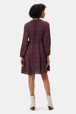 Ivy Long Sleeve Washable Silk Dress - Doucet Dot Vineyard -Deals Zesty Vex Store 10289 LS Ivy Doucet Dot Vineyard 3