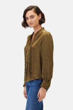 Charlotte Blouse - Bronzed Olive -Deals Zesty Vex Store 10310 LS Charlotte Novelty Bronzed Olive 2
