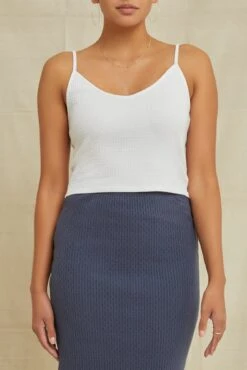 Thea Pointelle Rib Tank - White - ReAmour