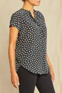 Renata Washable Silk Blouse -Deals Zesty Vex Store 1068 Renata Heart Black Ivory 3451 web