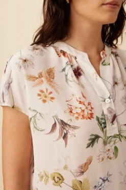 Renata Washable Silk Blouse - Botanic Floral Ivory -Deals Zesty Vex Store 1068 Renata Silk Botanic Floral Ivory 4