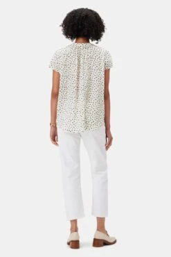 Renata Washable Silk Blouse - Doucet Dot Ivory -Deals Zesty Vex Store 1068 Renata Silk Doucet Dot Ivory 3