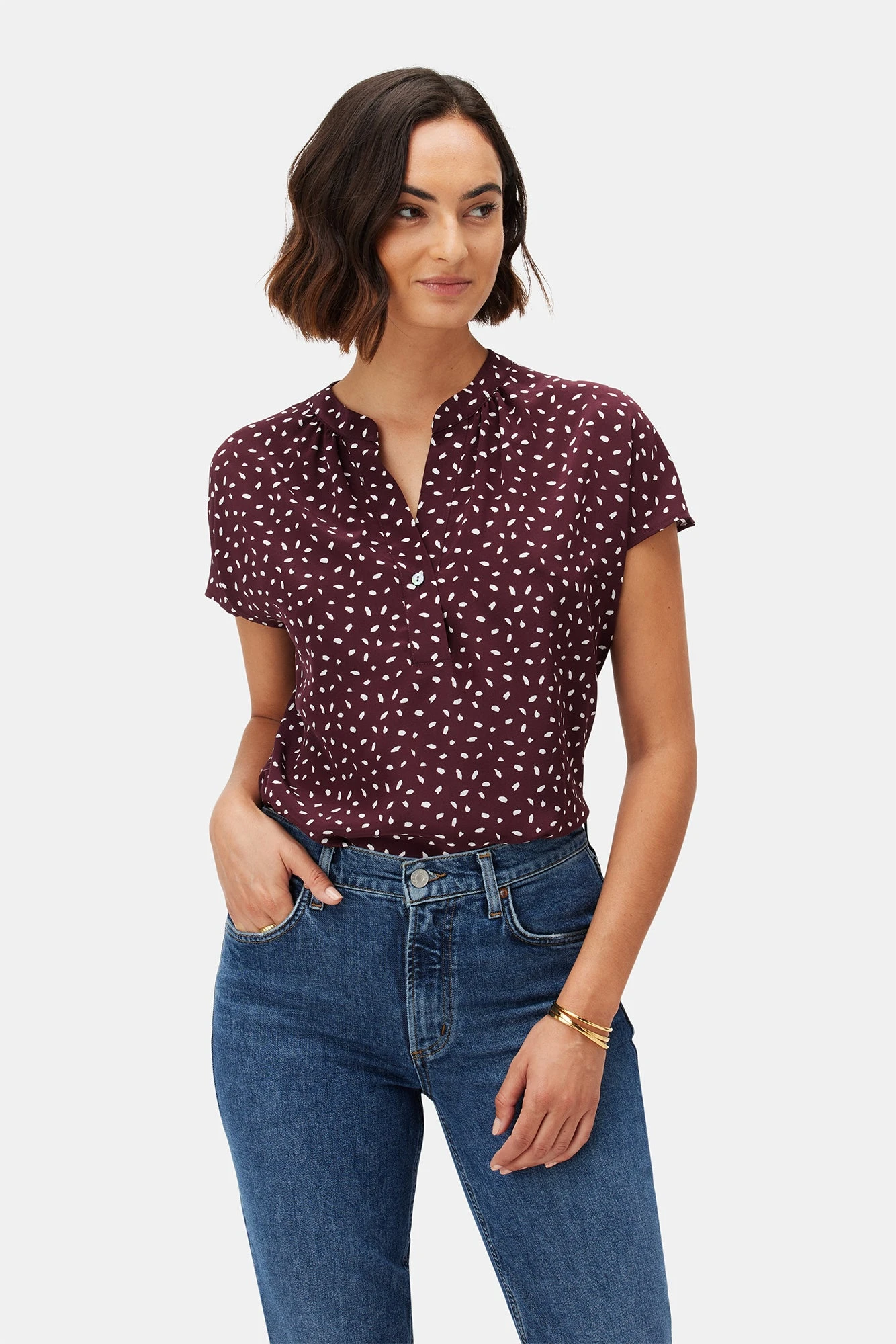 Renata Washable Silk Blouse - Doucet Dot Vineyard 2 Renata Washable Silk Blouse - Doucet Dot Vineyard