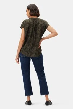 Renata Washable Silk Blouse - Zebra Green Black -Deals Zesty Vex Store 1068 Renata Silk Zebra Green Black 3