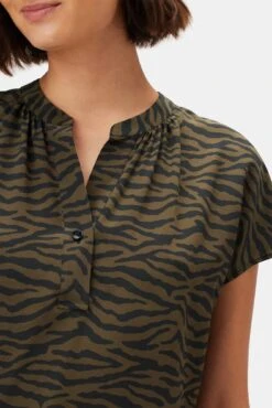 Renata Washable Silk Blouse - Zebra Green Black -Deals Zesty Vex Store 1068 Renata Silk Zebra Green Black 4