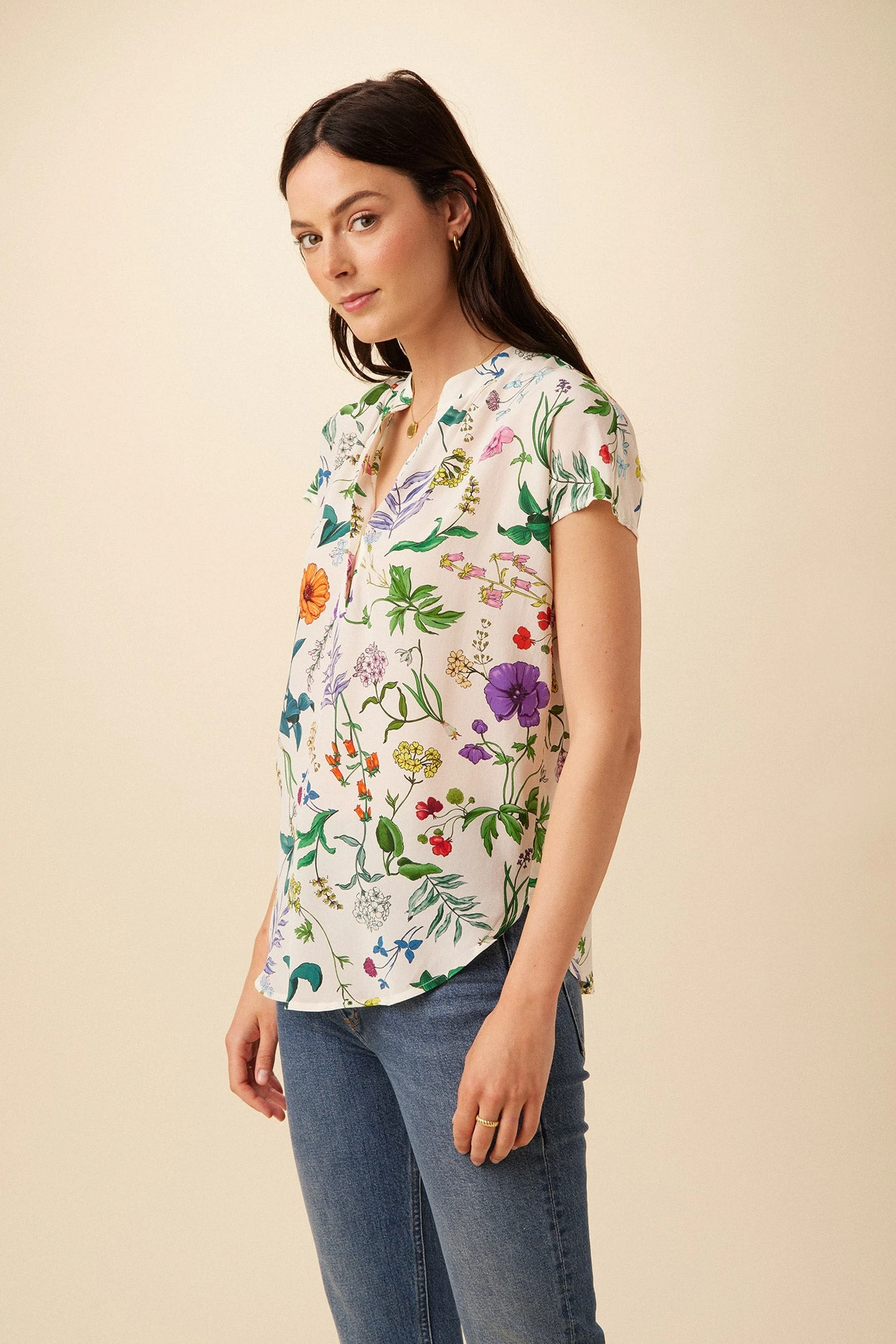 Renata Washable Silk Blouse - Stella Floral White 4 Renata Washable Silk Blouse - Stella Floral White - Image 2