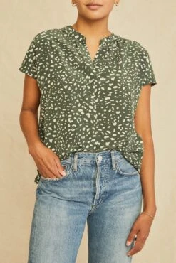 Renata Washable Silk Blouse - Rocher Dot