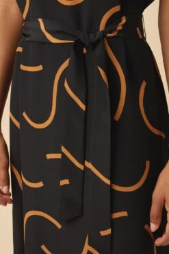 Cindra Washable Silk Midi Dress - Waves Caramel -Deals Zesty Vex Store 11 9674 Cindra Waves Caramel 4