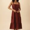 Elio Ramie Viscose Midi Dress - Rust -Deals Zesty Vex Store 13 10201 Elio Ramie Rust 1