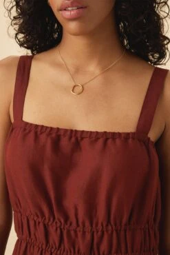 Elio Ramie Viscose Midi Dress - Rust -Deals Zesty Vex Store 13 10201 Elio Ramie Rust 4