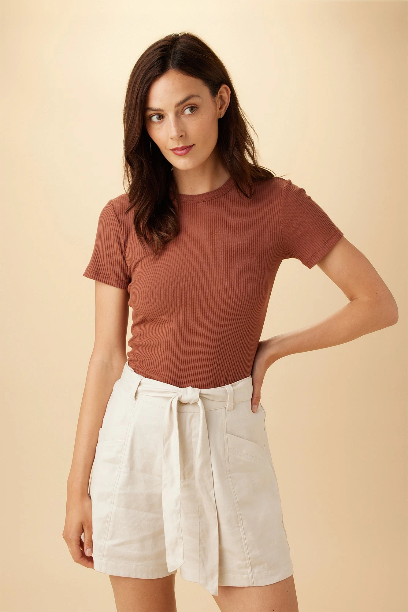 Eleanor Paris Rib Tee - Earth 3 Eleanor Paris Rib Tee - Earth