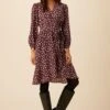 Elma Washable Silk Dress - Pebble Dot Plum