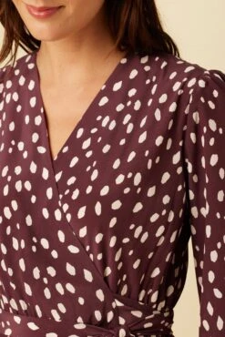 Elma Washable Silk Dress - Pebble Dot Plum -Deals Zesty Vex Store 19 9555 Elma Plum Ivory 4