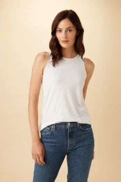 Sadie Reverie Slub Tank - White