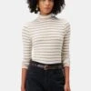 Flannery Dream Knit Turtle Neck - Ivory Camel Stripe -Deals Zesty Vex Store 2518 Flannery Harbor Stripe Ivory Camel 1